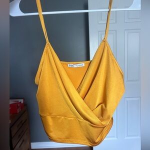 Zara Women's Mustard Wrap Top
